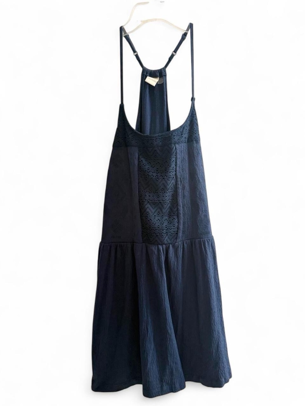 Roxy navy Sleeveless Textured Midi Dress with Crochet Panel